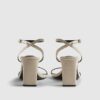 Cream Block Heeled Open Toe Sandals
