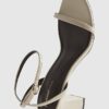Cream Block Heeled Open Toe Sandals