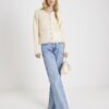 Cream Boucle Long Sleeve Fringed Cardigan