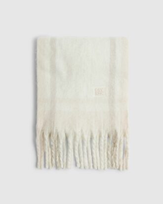 Cream Check Fluffy Scarf
