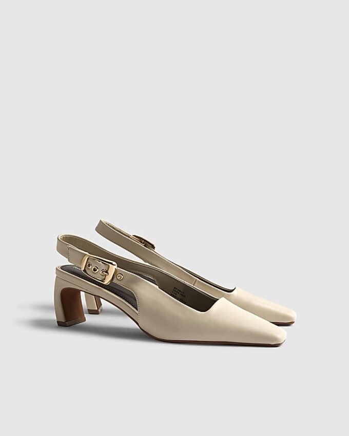 Cream Chisel Toe Slingback Court Heels