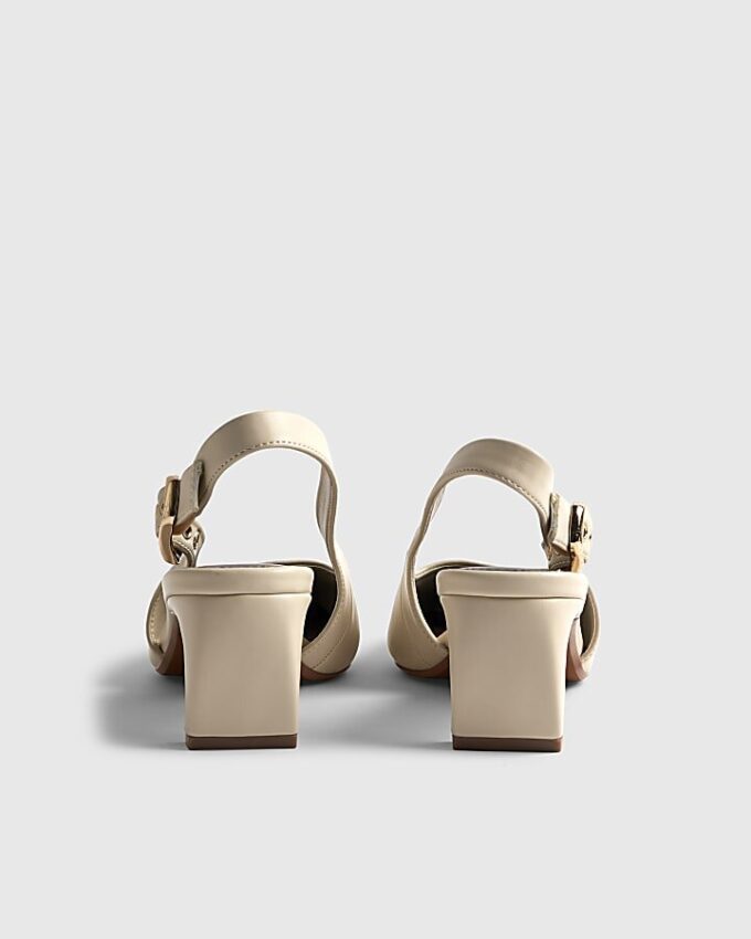 Cream Chisel Toe Slingback Court Heels