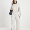 Cream Colour Block Batwing Sweatshirt