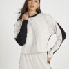Cream Colour Block Batwing Sweatshirt
