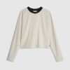 Cream Colour Block Batwing Sweatshirt