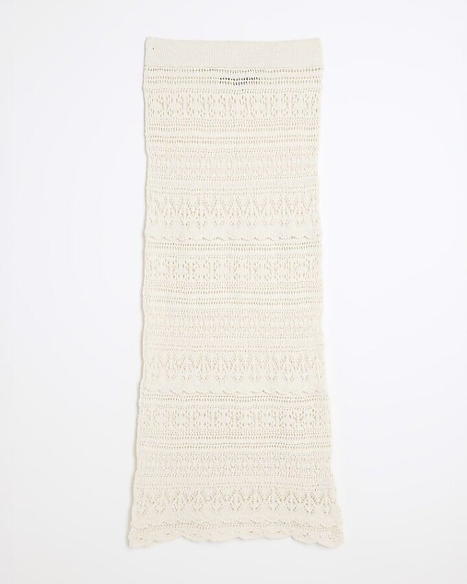 Cream Crochet Maxi Skirt