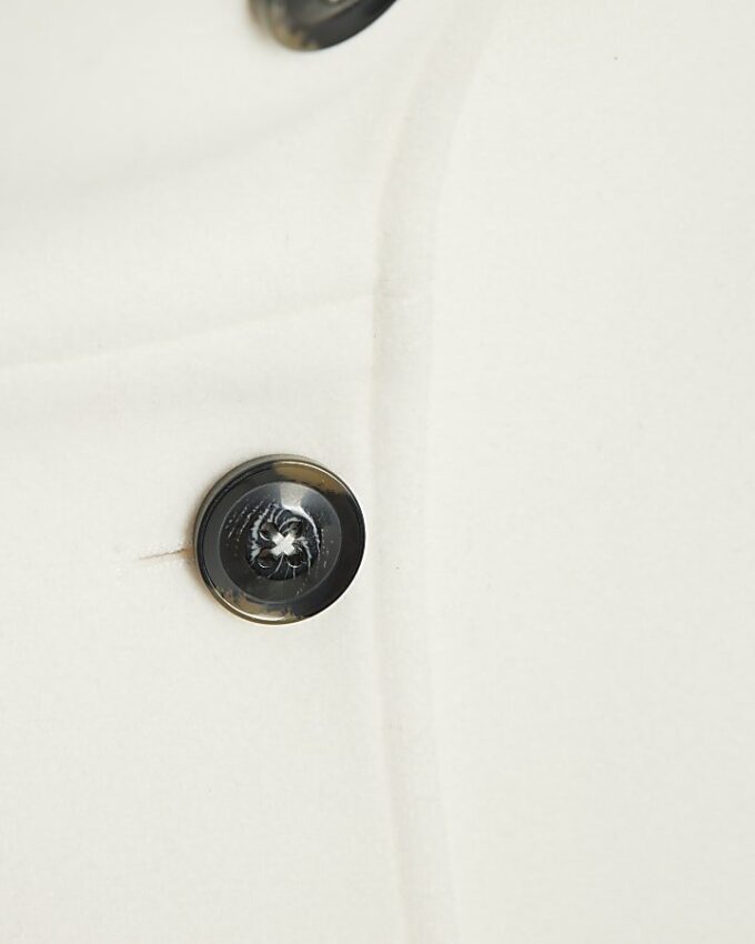 Cream Double Breasted Funnel Neck Coat