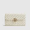 Cream Embossed Monogram Foldout Purse