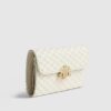 Cream Embossed Monogram Foldout Purse