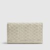 Cream Embossed Monogram Foldout Purse