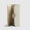 Cream Embossed Monogram Foldout Purse