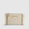 Cream Embossed Monogram Mini Purse