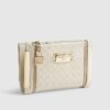 Cream Embossed Monogram Mini Purse