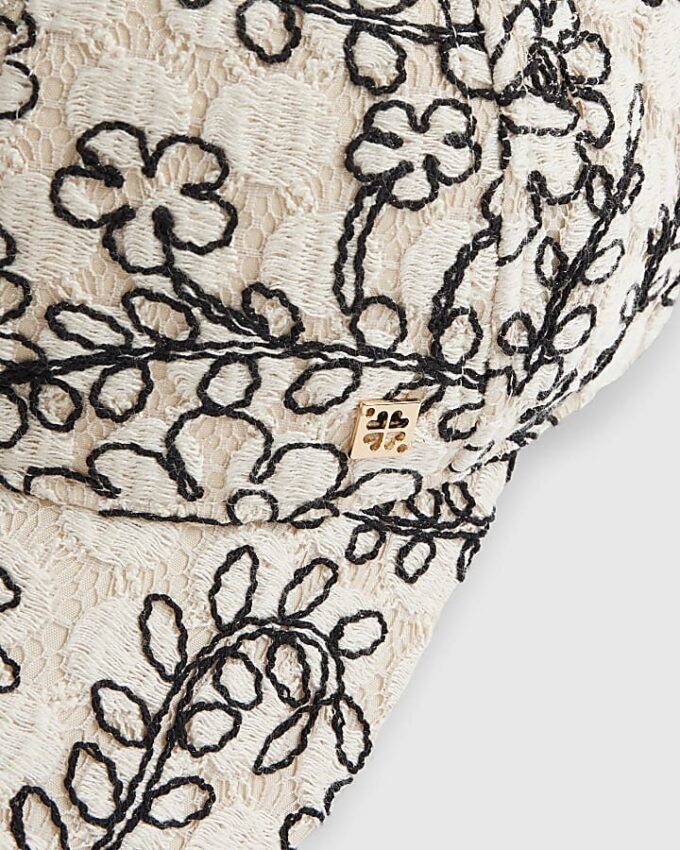 Cream Floral Crochet Cap