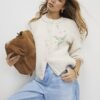 Cream Floral Embroided Cardigan