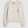 Cream Floral Embroided Cardigan