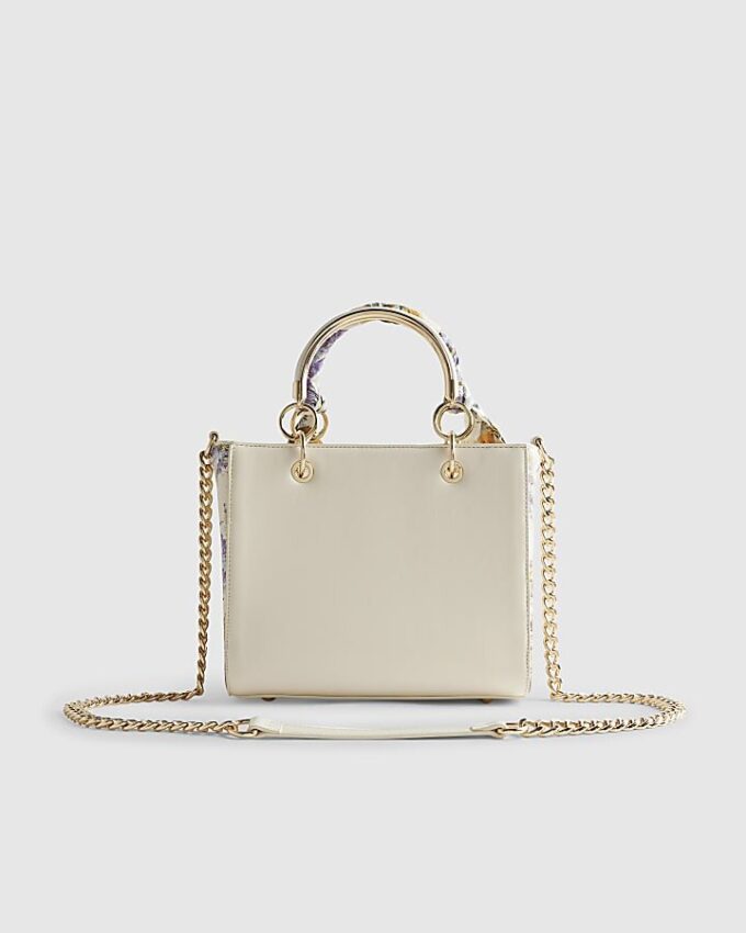 Cream Floral Tote Bag