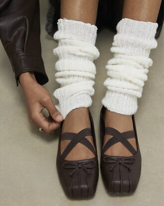 Cream Knitted Ribbed Leg Warmers