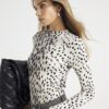 Cream leopard Print Long Sleeve Ribbed Top