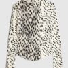 Cream leopard Print Long Sleeve Ribbed Top