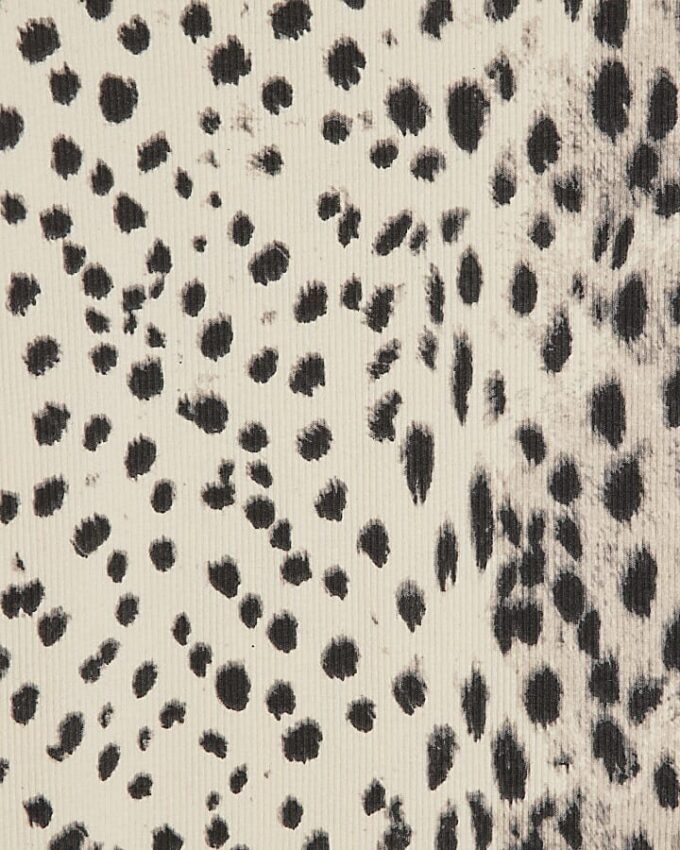 Cream Leopard Print Ribbed Midi Dress