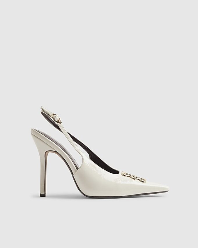 Cream Logo Slingback Court Heels