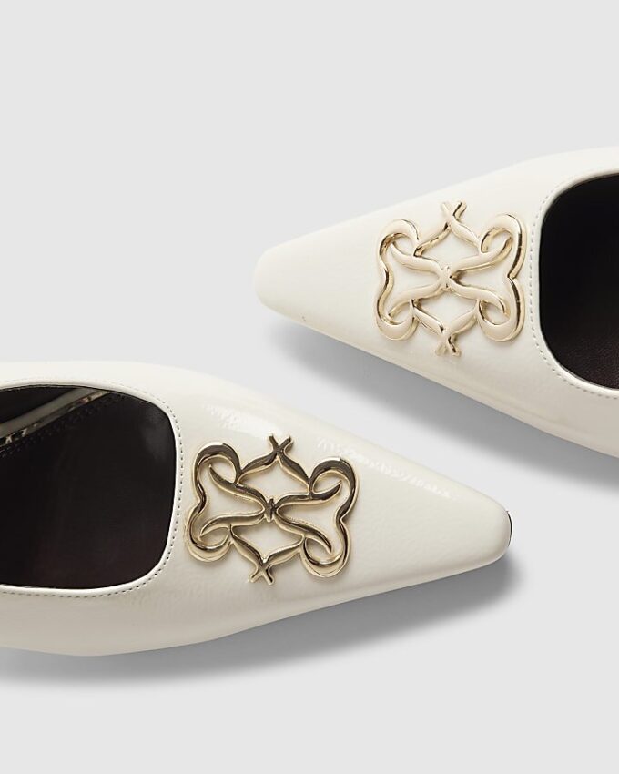 Cream Logo Slingback Court Heels