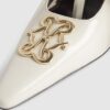 Cream Logo Slingback Court Heels