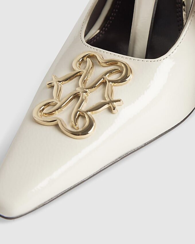 Cream Logo Slingback Court Heels