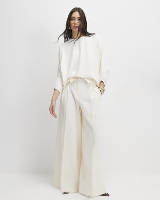 Cream Long Sleeve Batwing Top