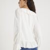 Cream Long Sleeve Ruffle Blouse