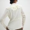 Cream Long Sleeve Wrap Ruffle Blouse