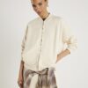 Cream Long Sleeve Zip Up Bomber Sweatshirt
