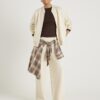 Cream Long Sleeve Zip Up Bomber Sweatshirt