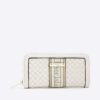 Cream Monogram Zip Around Purse