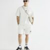Cream Oversized Japanese T-Shirt & Shorts Set