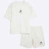 Cream Oversized Japanese T-Shirt & Shorts Set