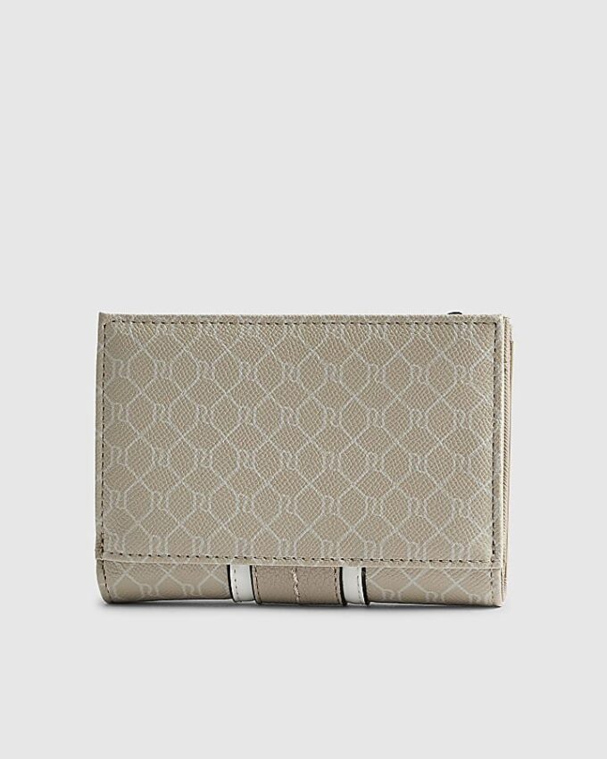 Cream Panelled Monogram Foldout Purse