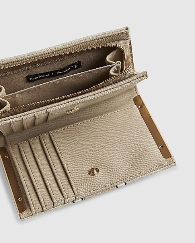 Cream Panelled Monogram Foldout Purse