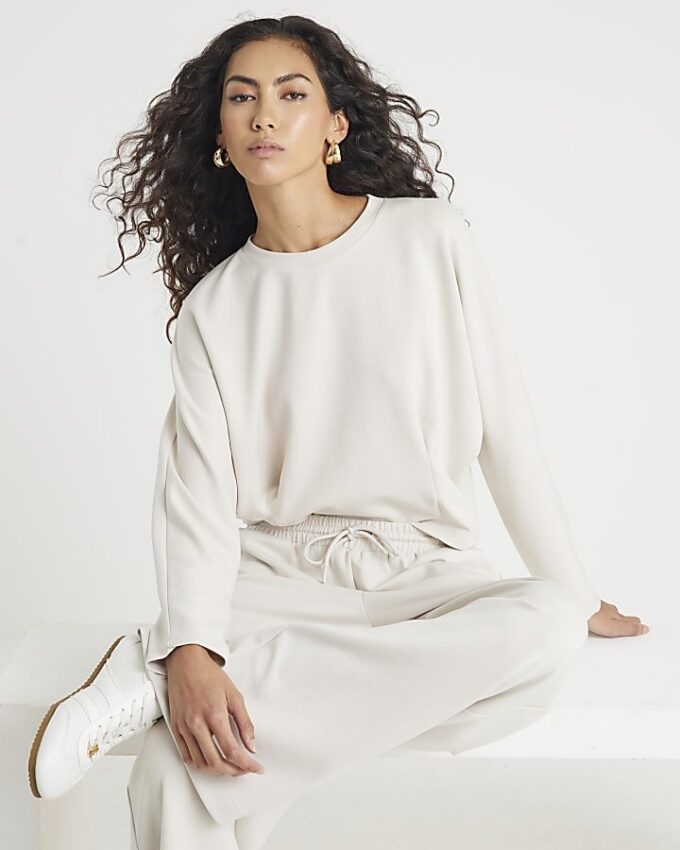 Cream Premium Long Sleeve Batwing Sweatshirt