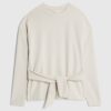 Cream Premium Long Sleeve Tie Front Top