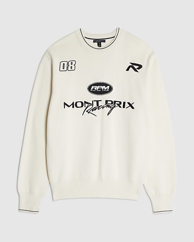 Cream Regular Fit Montprix Knitted Sweatshirt