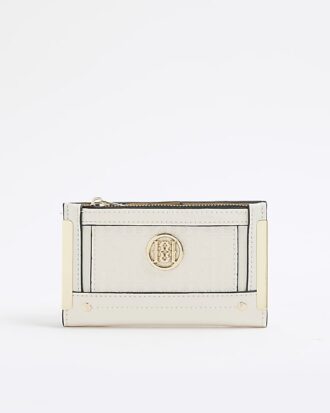 Cream RR Monogram Embossed Mini Purse