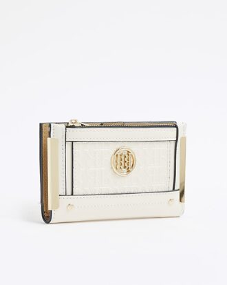 Cream RR Monogram Embossed Mini Purse