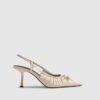 Cream Ruched Bow Court Heels