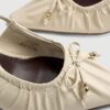 Cream Ruched Bow Court Heels