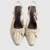 Cream Ruched Bow Court Heels