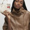 Cream Ruched Cherry Charm Mini Bowler Bag
