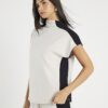 Cream Short Sleeve Colour Block High Neck Top