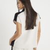 Cream Short Sleeve Colour Block High Neck Top